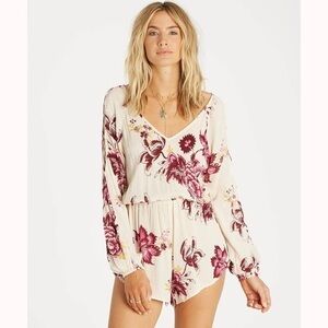 NWT Billabong Moonlight Lace Up Bohemian long sleeve romper size medium